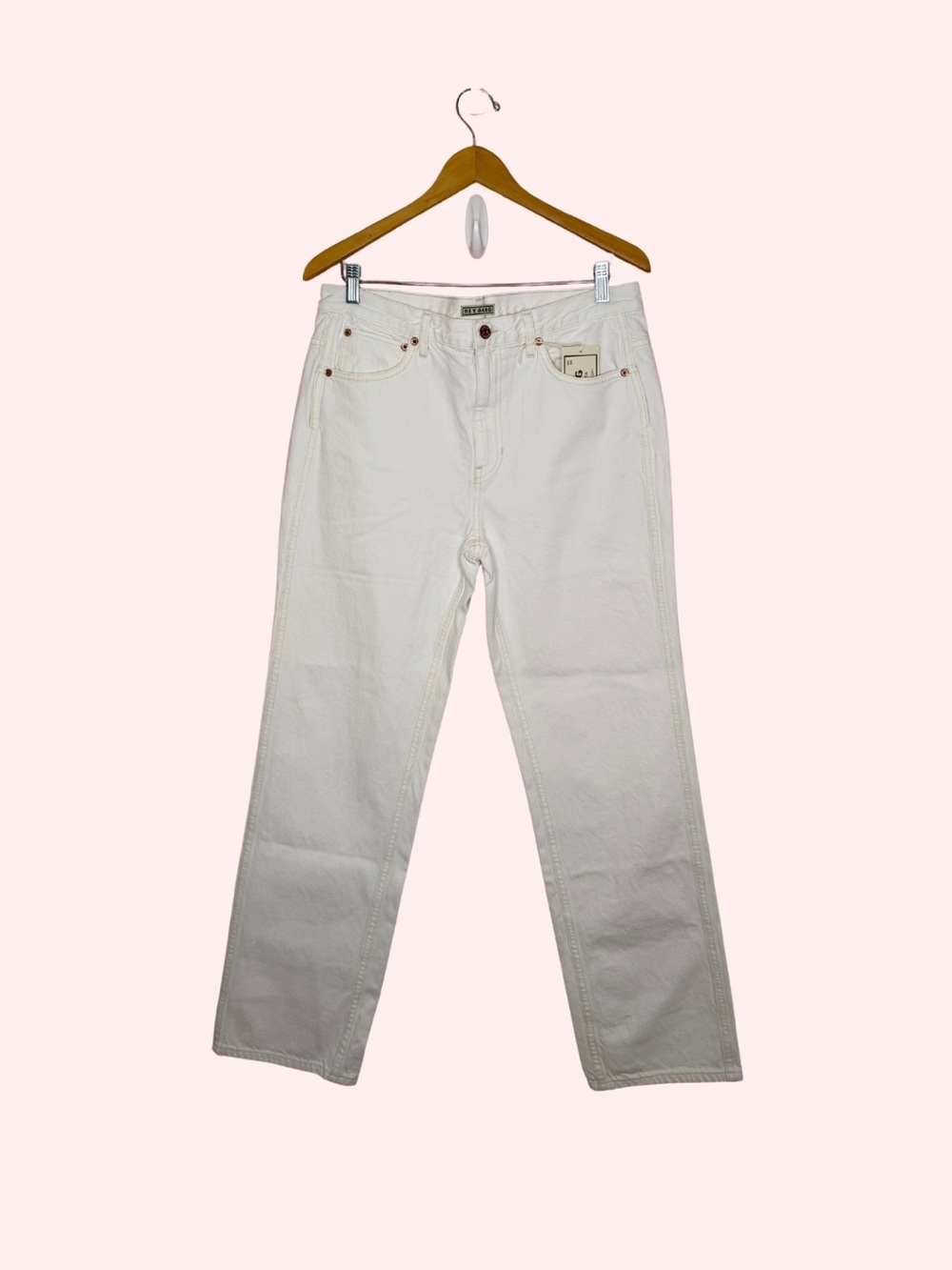 HEY GANG: Women’s Straight Jeans in White — Clean Classic Fit